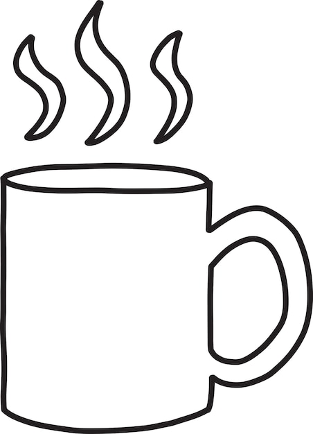 Handgetekende warme koffiemok illustratie