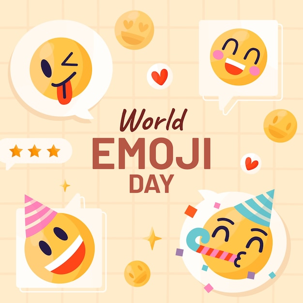 Vector handgetekende wereld emoji dag illustratie