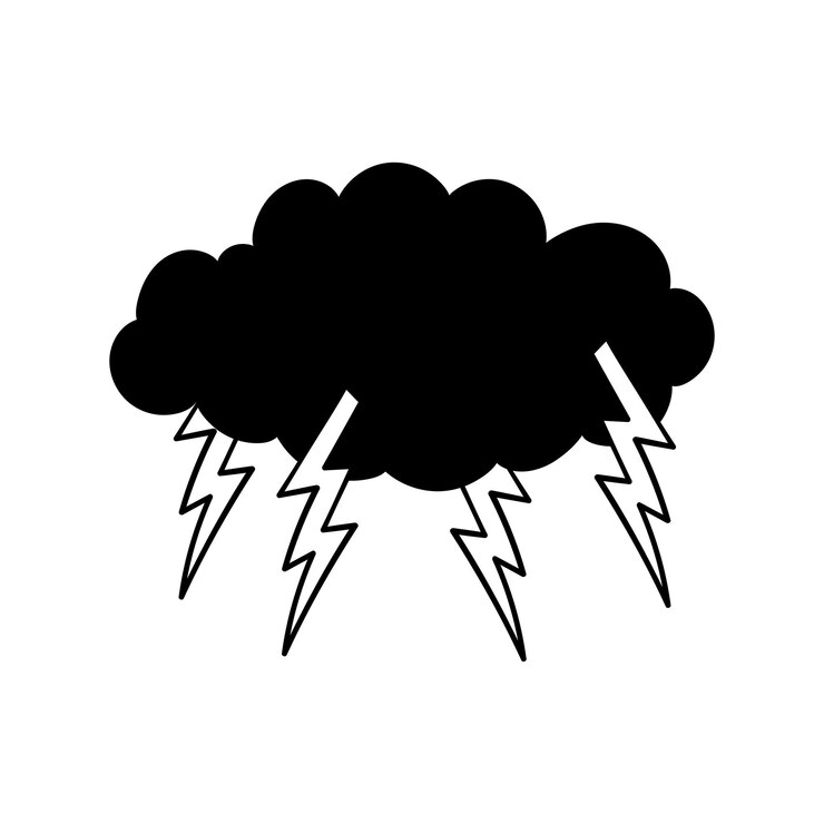 Vector handgetekende wolk bliksem doodle illustratie voor tattoo stickers etc