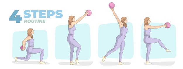 Handgetekende workout routine set illustratie