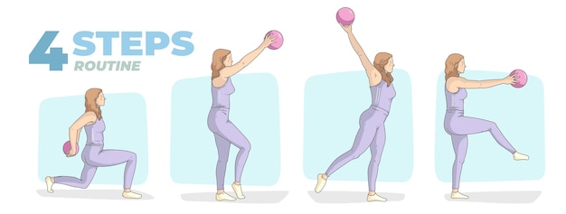 Vector handgetekende workout routine set illustratie