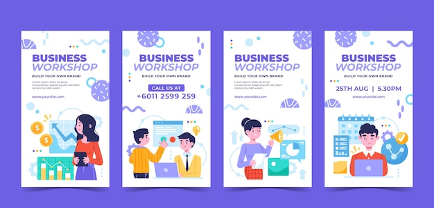 Handgetekende zakelijke workshop instagramverhalen