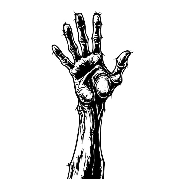 Handgetekende Zombie hand doodle pictogram op witte achtergrond