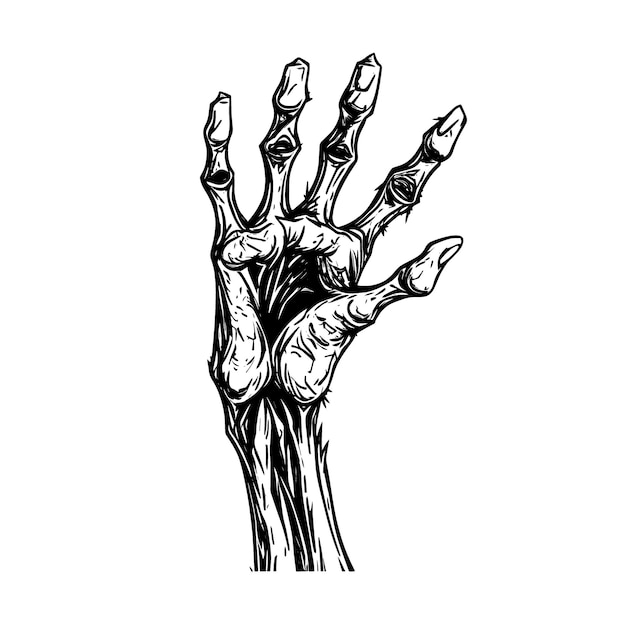 Vector handgetekende zombie hand doodle pictogram op witte achtergrond