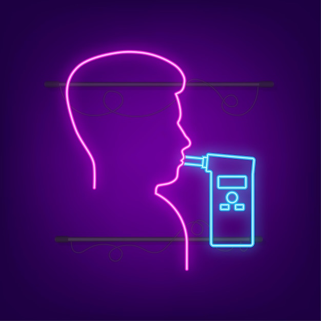 Handheld Breath Alcohol Tester Analyzer Elektronisch apparaat neon pictogram Vector stock illustratie