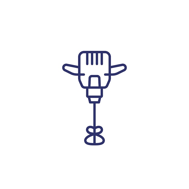 Handheld electric cement mixer line icon on white