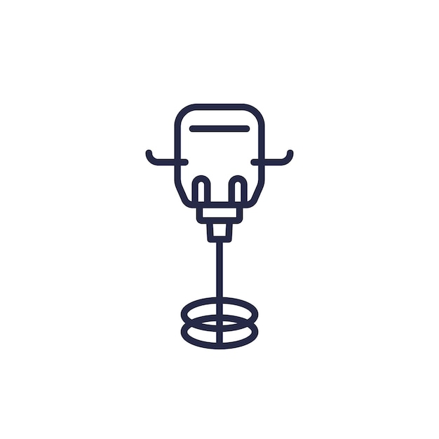 Handheld elektrisch cement mixer lijn pictogram op wit