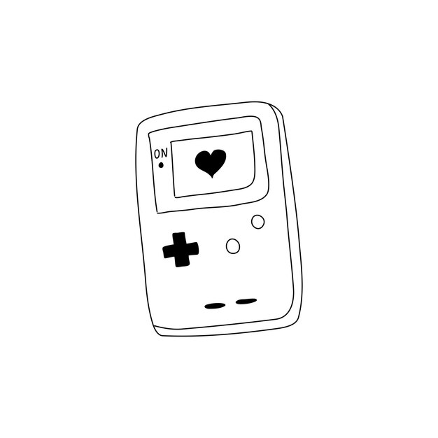 Handheld Game Console Doodle With Heart Icon on Screen