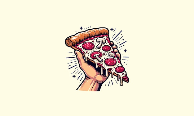 Vector handhold pizza vector illustratie plat ontwerp