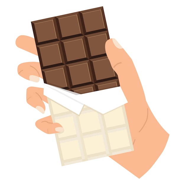 Vector handhoudende chocoladereep vector