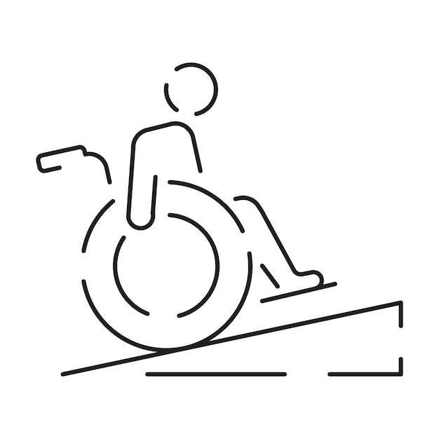 Handicap of handicap dunne lijn pictogram Vector illustratie rolstoel oudere gehandicapte dove en sociale kwestie overzicht pictogram