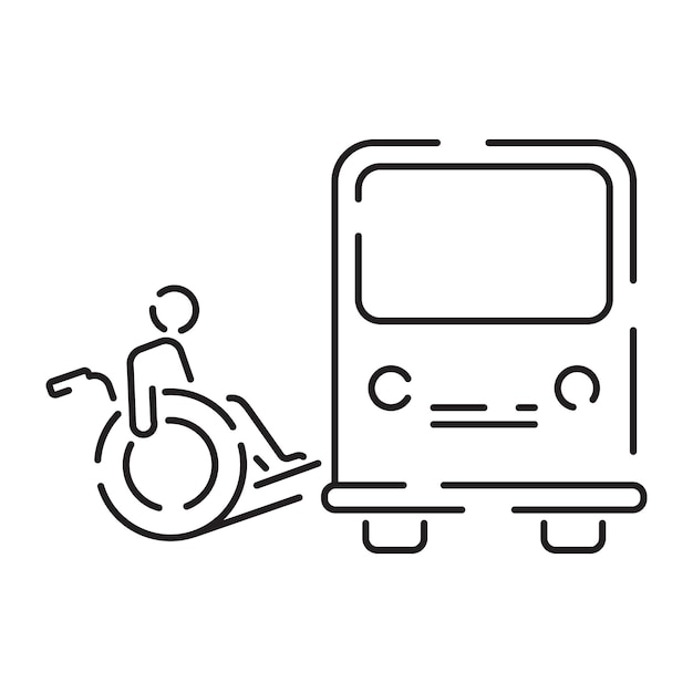 ベクトル ハンディキャップまたは障害者の細い線のアイコン ベクトル イラスト車椅子古い障害聴覚障害者と社会問題の概要アイコン