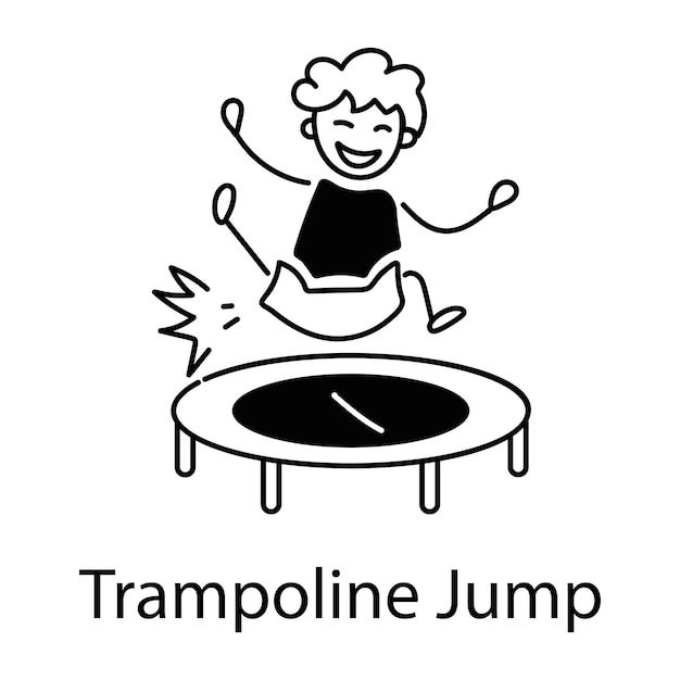 Vector handig doodle-icoon met een trampoline sprong