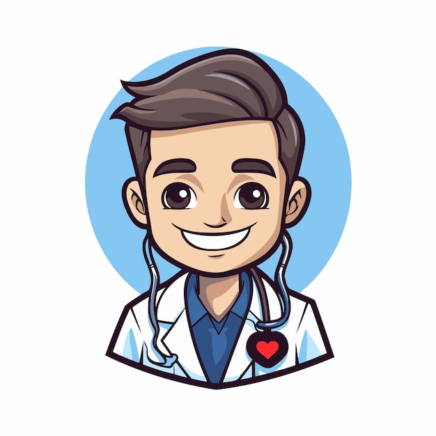 Vector handige cartoon dokter met stethoscoop vector illustratie grafisch ontwerp