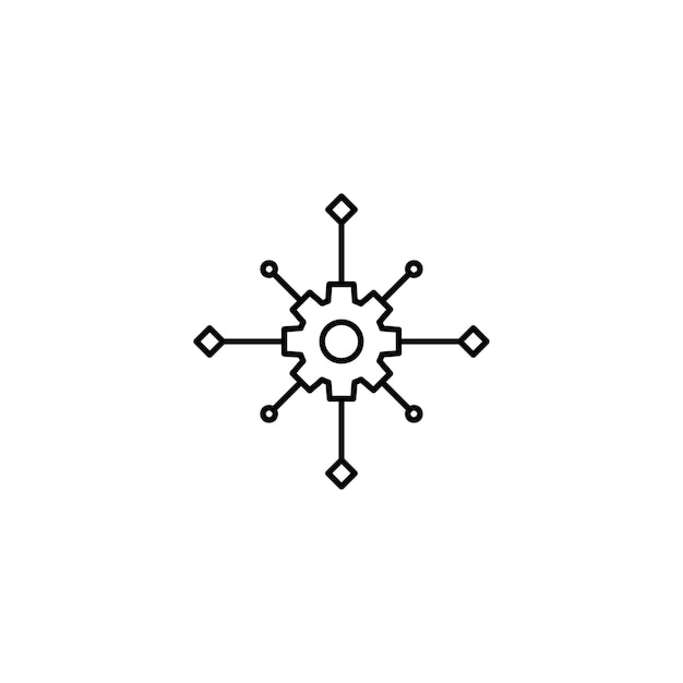 Handige functies icoon set tandwiel handig onderzoek vector logo symbool in zwart gevuld en omschreven stijl Multi tandwiel bedrijfsteken