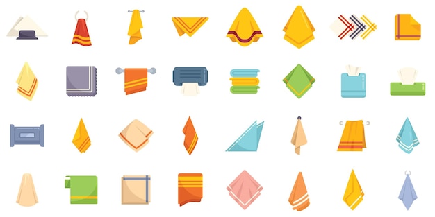 Handkerchief icons set flat vector Folded napkin