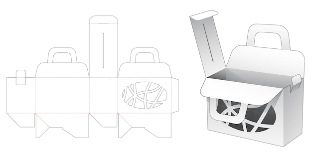 타원 모양의 다이 컷 템플릿에 추상이 있는 핸들 백 상자