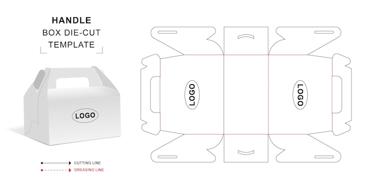 Vector handle box die cut template