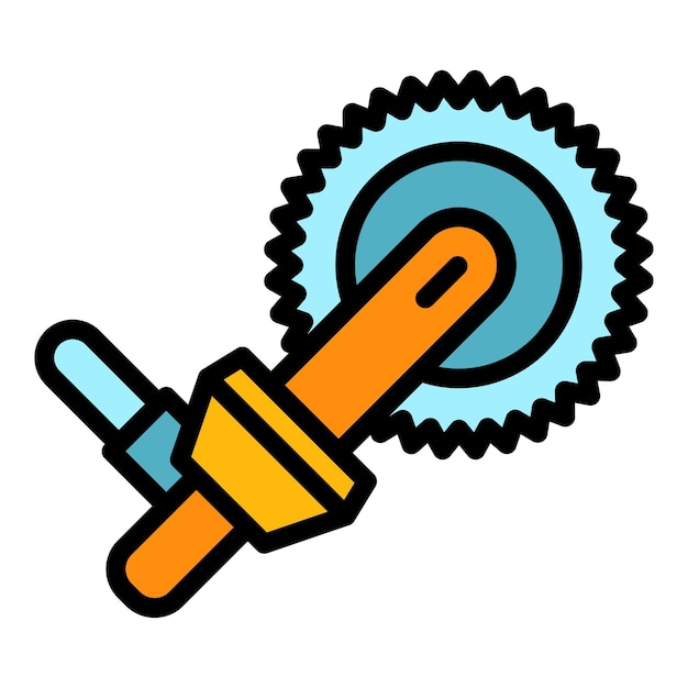 Handle circular saw icon outline handle circular saw vector icon color flat isolated