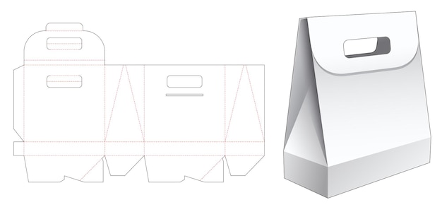 handle obelisk shaped bag die cut template