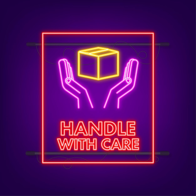 Handle with care neon icon, great design for any purposes. Vector graphic. Arrow icon