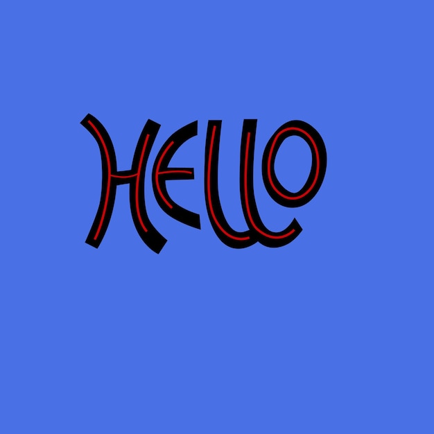 Handlettered uplifting Hello phrase on blue background for sticker card tshirt banner social media Isolated design element