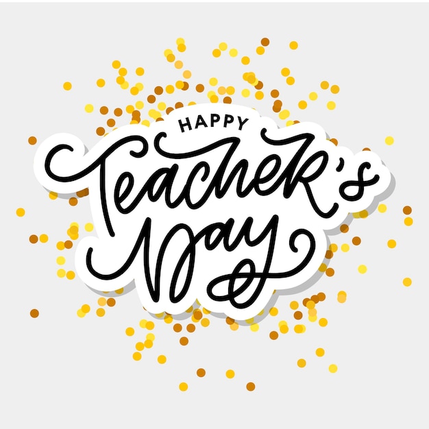 Handlettering Happy Teacher's Day Vector illustratie Geweldige vakantie cadeaubon voor de Teacher's Day