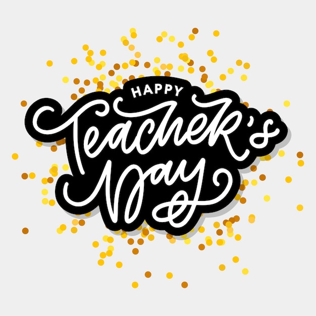 Handlettering happy teacher's day vector illustratie geweldige vakantie cadeaubon voor de teacher's day