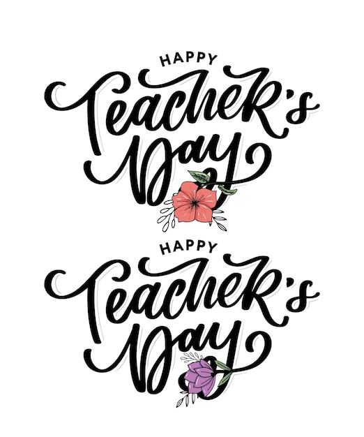 Handlettering Happy Teacher's Day Vector illustratie Geweldige vakantie cadeaubon voor de Teacher's Day