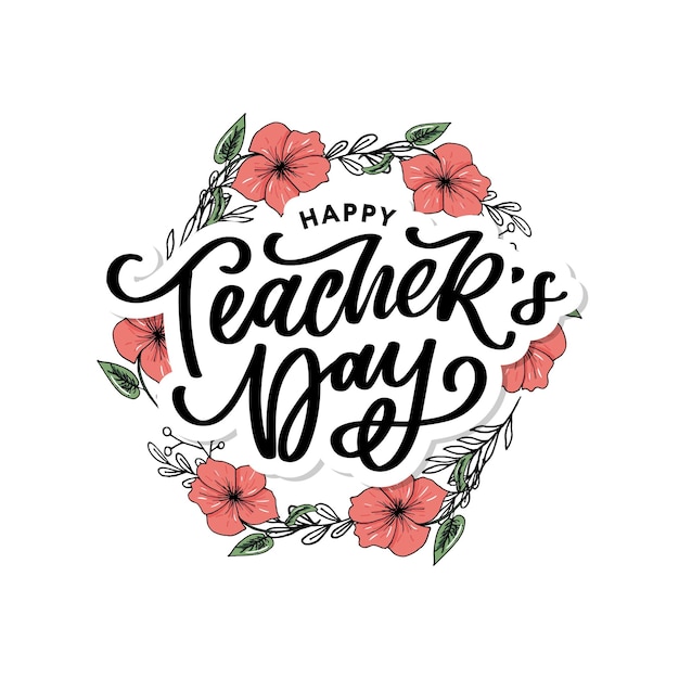 Handlettering happy teachers day vector illustration great holiday gift card for the teachers day