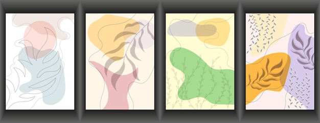 handmade background layout with arbitrary shapes plant elements and wavy lines modern abstract design for social networks websites stylish interior and creative ideas