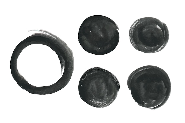Черные штрихи ручной работы, нарисованные кистью Акварельная иллюстрация