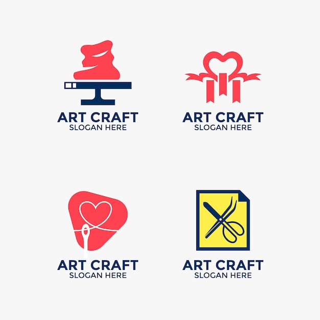 Дизайн векторного логотипа ручной работы и вязания
