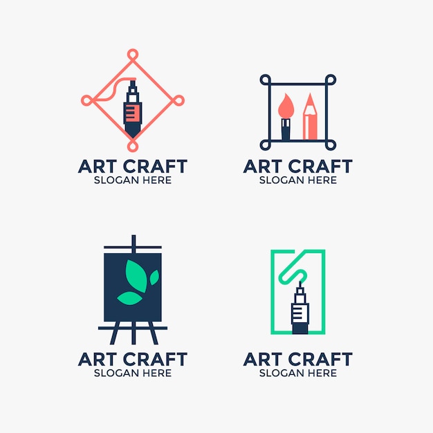 Вектор Дизайн векторного логотипа ручной работы и вязания