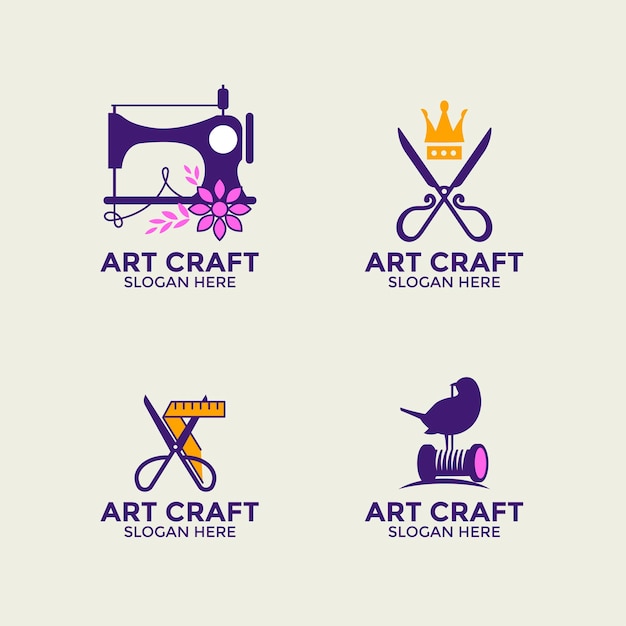 手作りの工芸品と編み物のベクトルのロゴのデザイン