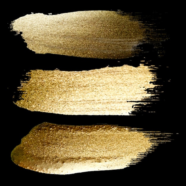 Vector handmade gold paint brush strokes set collection