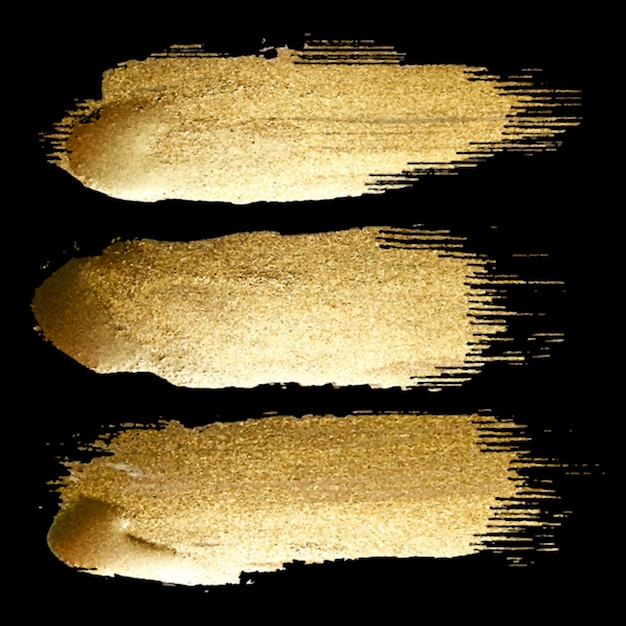 Vector handmade golden paint brush stroke set collection