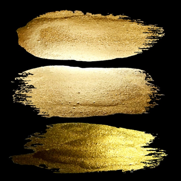 Vector handmade set of gold paint brush strokes