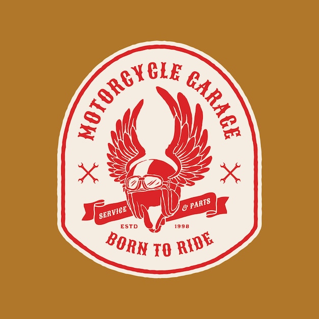 Значок логотипа гаража винтажных мотоциклов ручной работы вектор