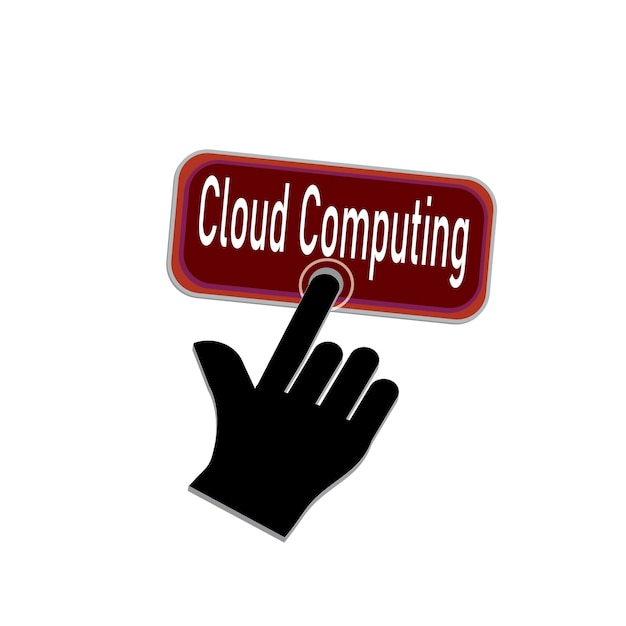 Handmuiscursor klikt op het vectorontwerp van de cloud computing-knop