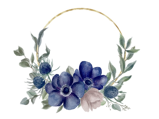 Handpainted watercolor floral wreath