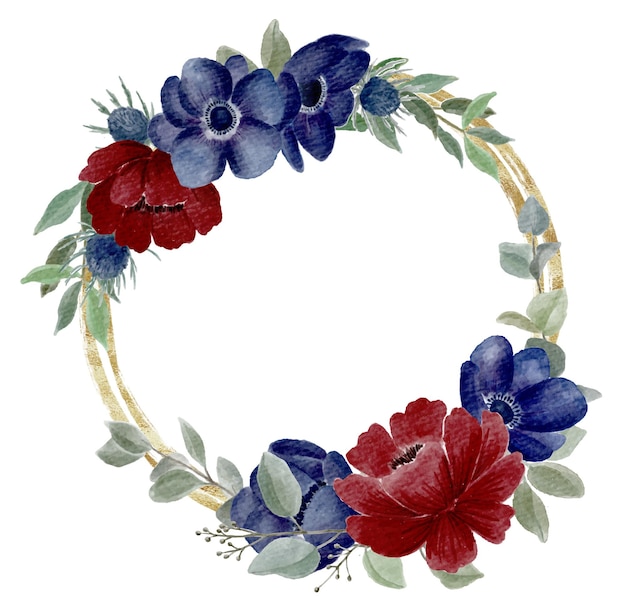 Handpainted watercolor floral wreath