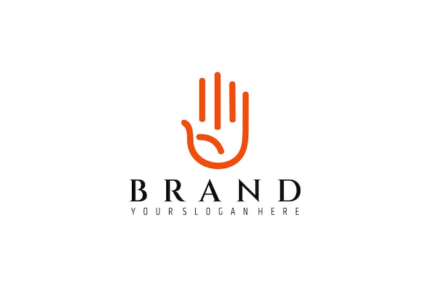 Handpalmlogo met eenvoudige lijnstijl