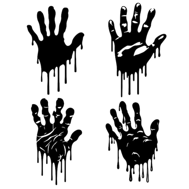 Handprint Dripping Vector Set