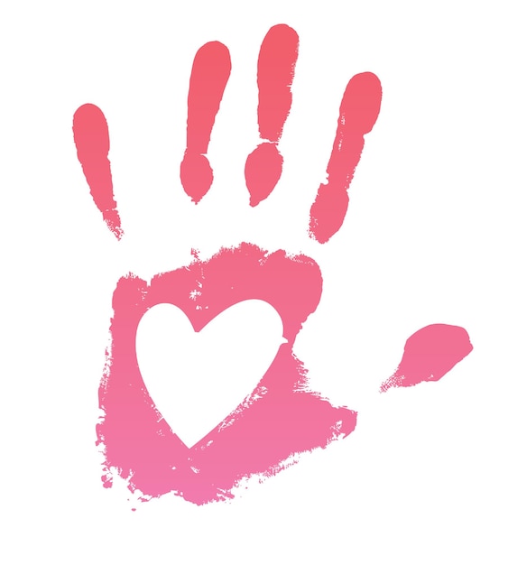 Vector handprint heart. vector illustration