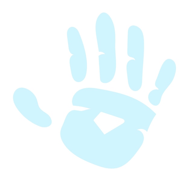 Handprint icon. Hand silhouette. Blue palm print.