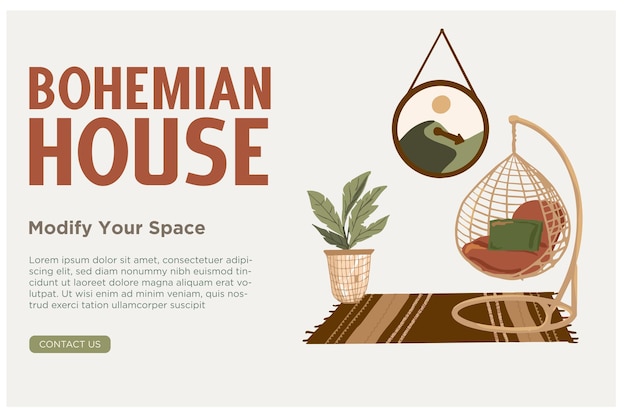 Vector handrawing bohemian house promo