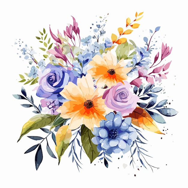 Handrawing watercolor flowers