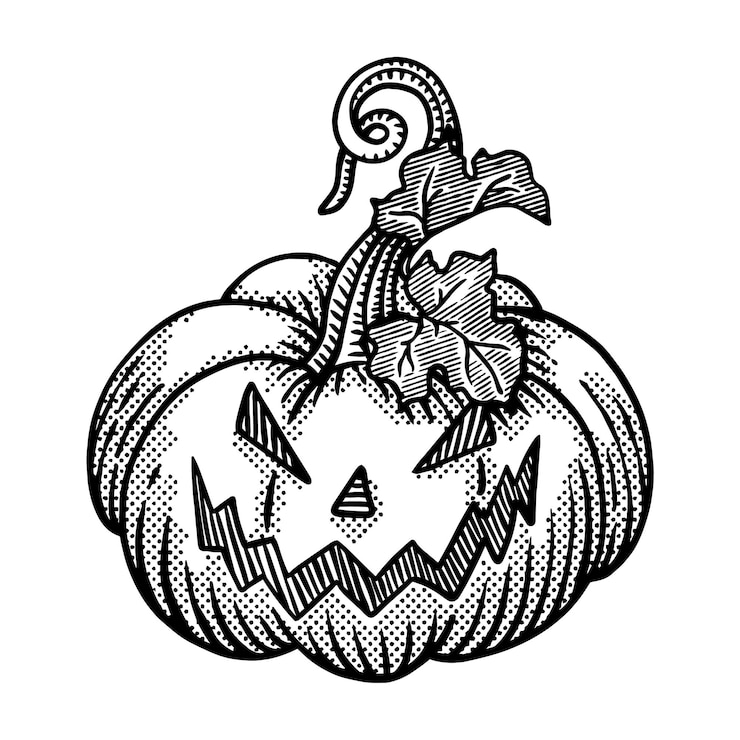 Vector handrawn engraving halloween items collection