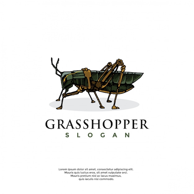 Vector handrawn grasshopper logo